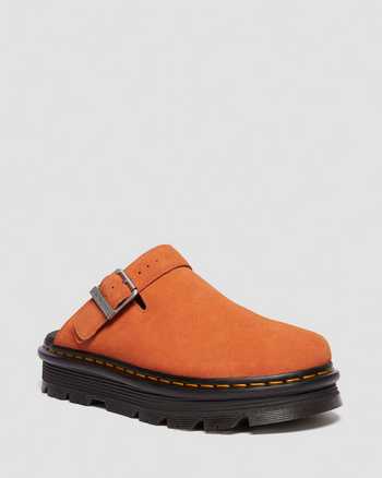 Zebzag Suede Casual Slingback Platform Mules in Orange