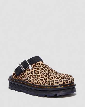 Zebzag Leopard Casual Slingback Platform Mules in Light Tan+Black